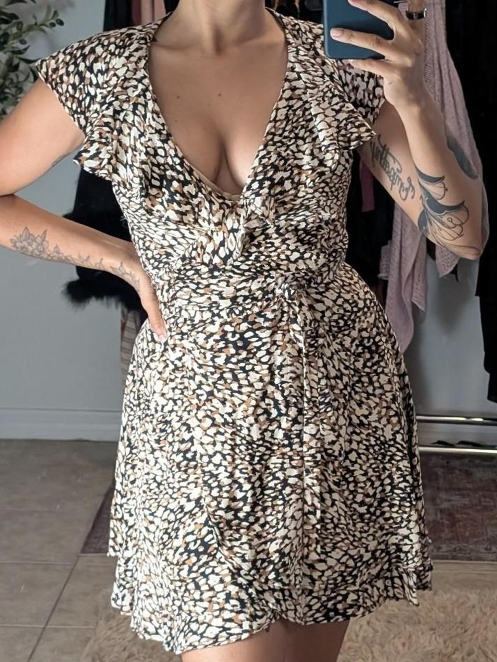 Free People French Quarter V-Neck Wrap Mini Dress